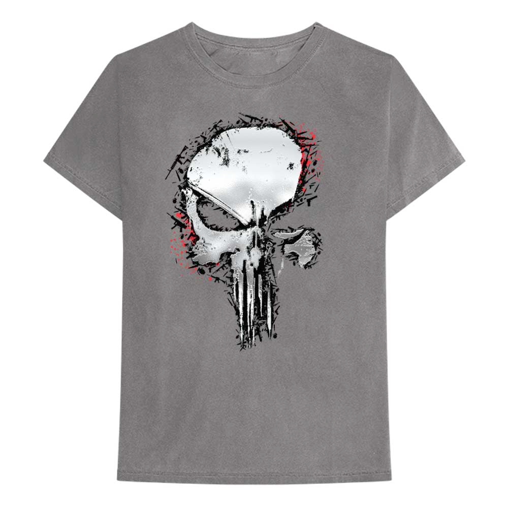 Marvel The Punisher - Metallic Skull Tshirt Homme - Gris
